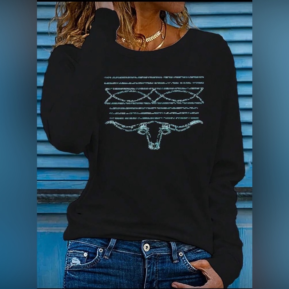 NWOT Black Graphic Long Sleeve Shirt